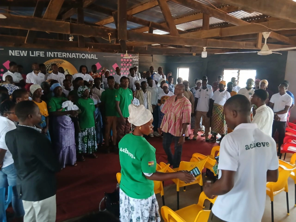 Religious service at the New Life International Church in Ghana